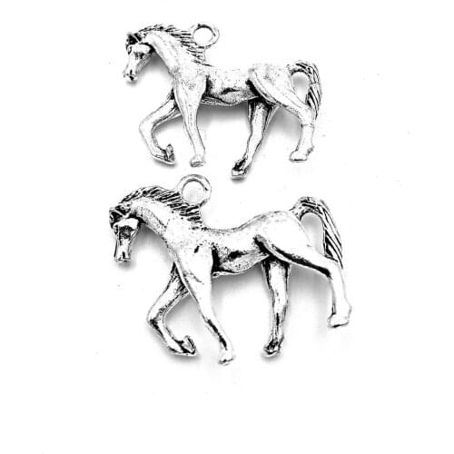 10pcs Horse charms pendant 32x27mm antique silver ornament accessories jewelry making craft base material