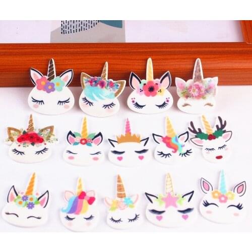 10PCS Horn Horse Charm Rainbow Resin Unicorn Head Charms DIY Accessories For Hairpin Mobile Phone Shell Decoration