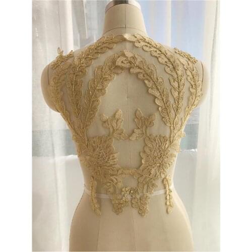 5pcs White Gold DIY Patch Lace Applique Sew On Patches Floral Patch Costume For Wedding Dress Applique