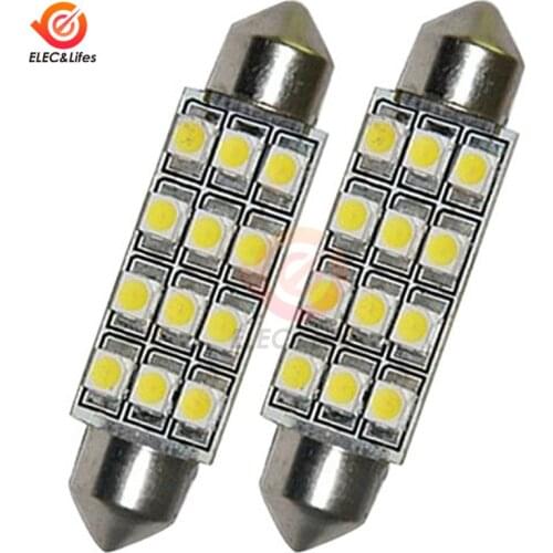 5pcs New Car Dome 12 leds 3528-SMD LED Bulb Light Interior Festoon Lamp 40mm White Great