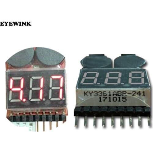 50PCS 2 IN1 Tester Low Voltage Buzzer Alarm 1-8S Lipo Li-on Fe RC Helicopter Airplane Boat Battery Digital Voltage Meter Monitor