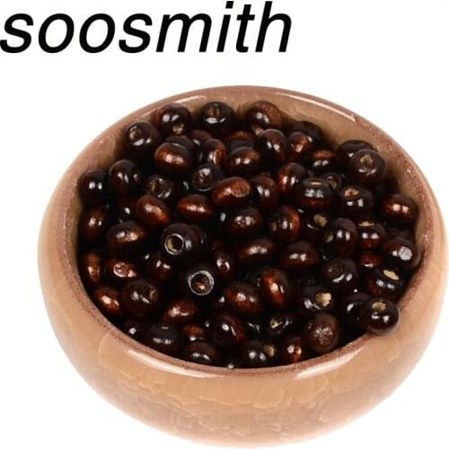 500Pcs/Lot Dark color Natural Wooden Loose Spacer Charms Beads For Jewelry Making DIY Wooden Beads Round Beads Wholesale