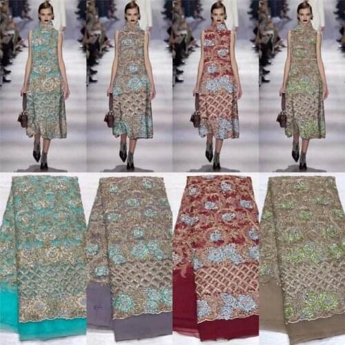 New Design African Cord Lace High Quality French Lace Fabric with Plenty Beaded 2019 African Lace Fabric for Nigerian Wedding