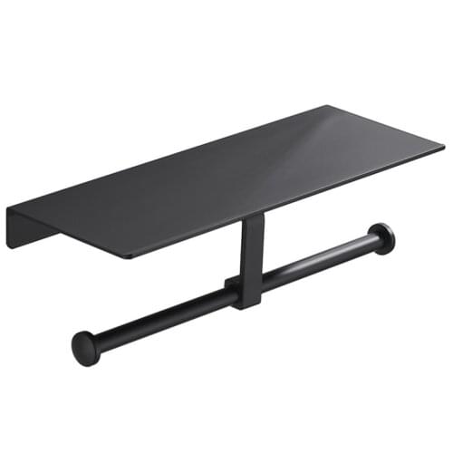 Space Aluminum Black Paint Double-Layer Paper Holder Wall-Mounted Paper Towel Holder Suitable For Kitchen Bathroom And Toilet