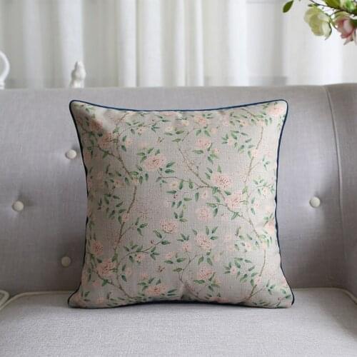 American classical pastoral flower sofa cushion cotton and linen model room decoration living room furnishings pillowcase