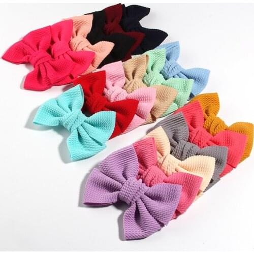 50PCS 11CM 4.3" Big Fashion Seersucker Waffle Hair Bows For Hair Accessories Bow Knot Boutique For Kids Girls Headbands