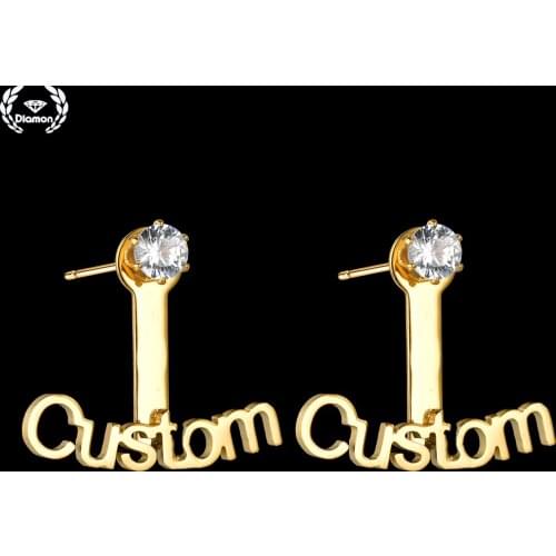 Diamon 2021 New Trend Stainless Steel Stud Earrings For Women Girls Diamond Piercing Earring Custom Name Letter Jewelry Gift