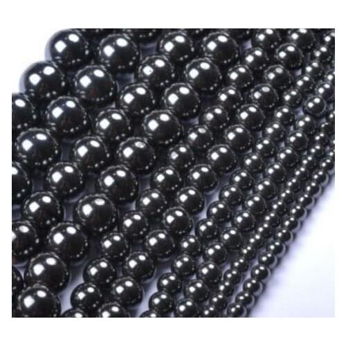 4 6 8 10 MM can picksize Black ball Hematite crystal Beads bracelet necklace diy Jewelry Strand Natural Stone Round loose s581