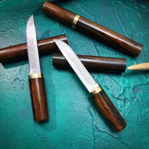 Rosewood Damask Steel Japanese samurai tactical knife outdoor jungle hunting knife rescue Samurai knife collection knife