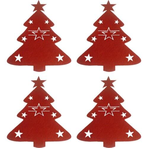 4Pcs Christmas Tree Shape Knife Fork Cutlery Holder Storage Pocket Xmas Decor Home Party Table Dinner Decoration Tableware
