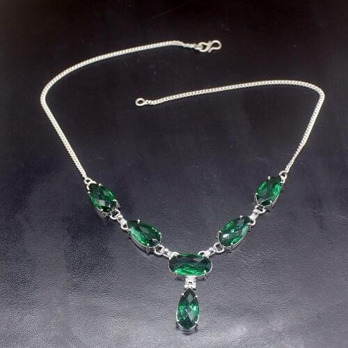 Gemstonefactory Jewelry Big Promotion Unique 925 Silver Amazing Hot Sale Green Topaz Women Chain Necklace 44cm 202101443