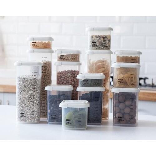 650/1000/1800/240/2200ML Food Storage Container Plastic Kitchen Refrigerator Noodle Box Multigrain Storage Tank Transparent Seal