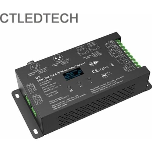LED RGBCCT Tape Light 5 channel DMX512&RDM Decoder OLED display high frequency 250hz/500hz/2000hz/8000Hz