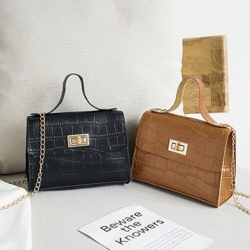 PU Fashion Women Bags 2020 Summer New Crocodile Pattern Handbag Shoulder Messenger Chain Lock Small Square Bag Wholesale