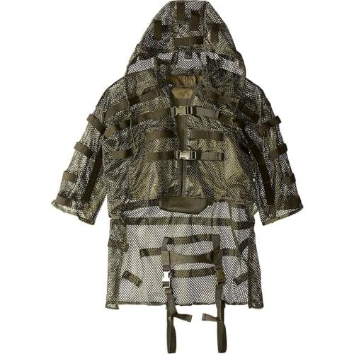 Nylon Mesh Breathable Tactical Ghillie Clothes Back With 3L Water Bag Pocket Outdoor Hunting Detachable Hooded Sniper Coat Cloak