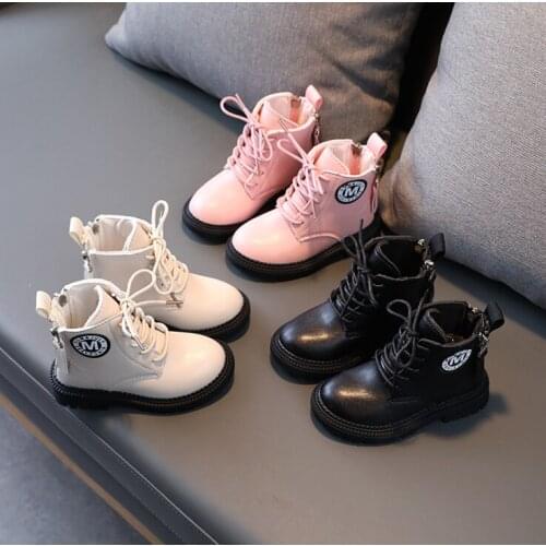 2021 New Girls Martin Boots Autumn Leather Boots British Wind Short Boots Single Boots Childrens Ankle Boots