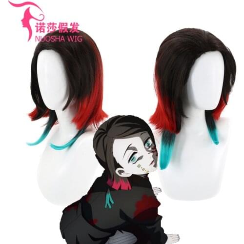 Anime Demon Slayer Enmu Cosplay Wig Synthetic Hair Halloween Costume Kimetsu No Yaiba Party Play Wigs For Women