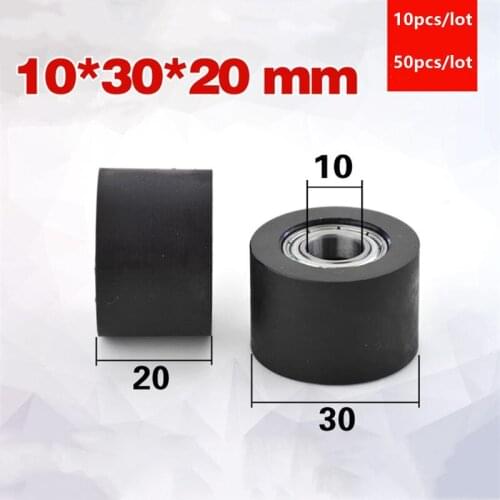 10pcs/50pcs flat wheel 10*30*20mm bearing 6800ZZ 6800 PU soft rubber coated pulley 10x30x20 conveyor belt low noise roller