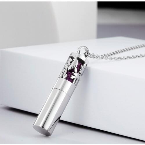 Stainless Steel Cylindrical Pendant Essential Oil Distributor Necklace Box Womens Necklace Pendant Perfume Jewelry Free 3 Mat