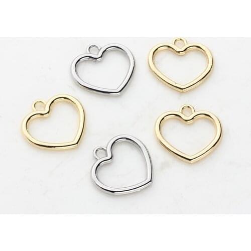 10pcs/lot 20MM Zinc Alloy Gold Charms Sweet Hollow Love Heart Shape Charms For DIY Earrings Jewelry Making Accessories