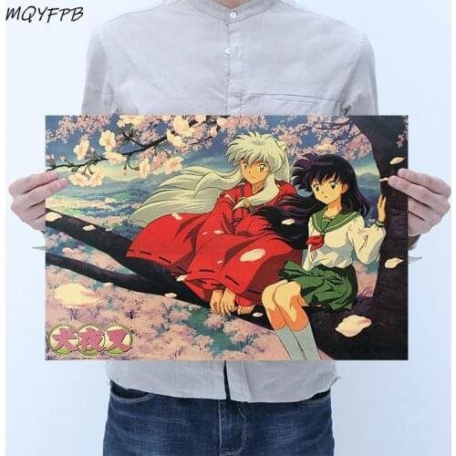 Anime Inuyasha Kraft Paper Poster Home Room Bedroom Wall Decoration Painting Core 50.5x35cm