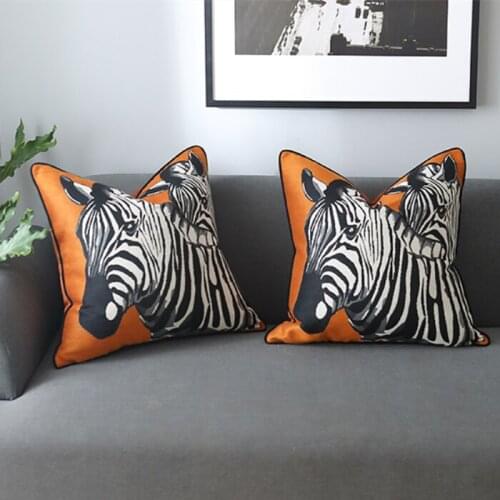 Luxurious Designer Zebra Orange Cusihion Cover 50x50cm Woven Velvet Pillow Cover Pillow Case Home Decoration Sofa Chair