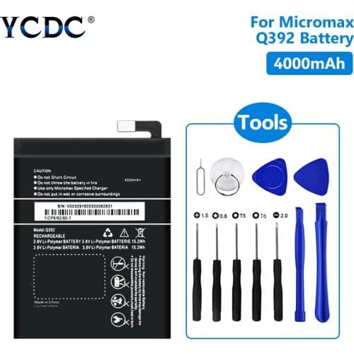 4000mAh Replacement battery For Micromax Canvas Juice 3 Q392 Mobile Phone Batterie Li-polymer Batteries With Repair Tools