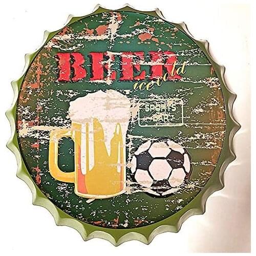 Modern Tin Sign Bottle Cap Beer Ice Cold Sports Bar Vintage Metal Tin Sign Wall Decor for Bar/Cafe/Home Kitchen/Restaurant