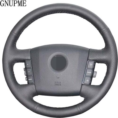 Hand-stitched Black PU Artificial Leather Car Steering Wheel Cover for KIA Mohave Borrego 2008