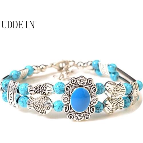 UDDEIN Vintage charms bracelet bangle bib beads jewelry alloy hollow out wholesale ethnic bohemian strand bracelets for women