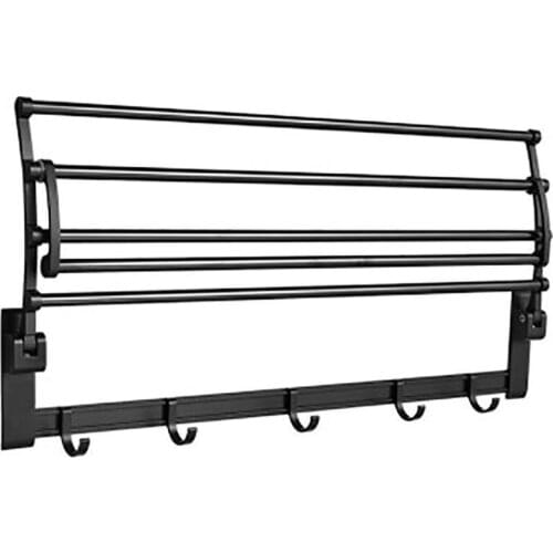 Towel Rack Wall Mounted Foldable Aluminum Organizer Towel Holder Bathroom Wall Shelf For bathroom equipment bathroom accessories