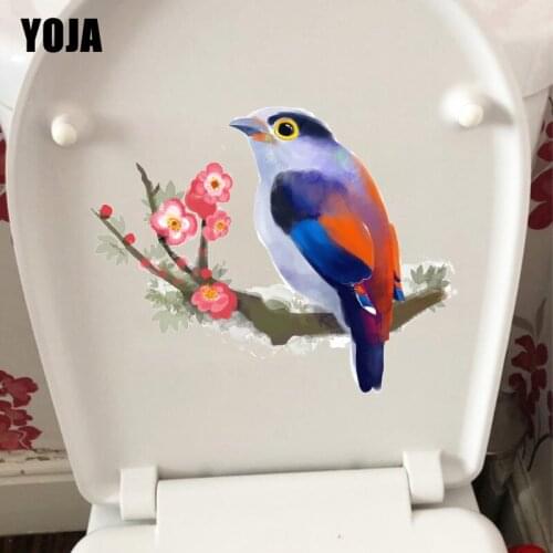 YOJA 22.5*17.9CM Watercolor Animal Plant Bird With Flower Classic Home Wall Decor Toilet Sticker T1-1007