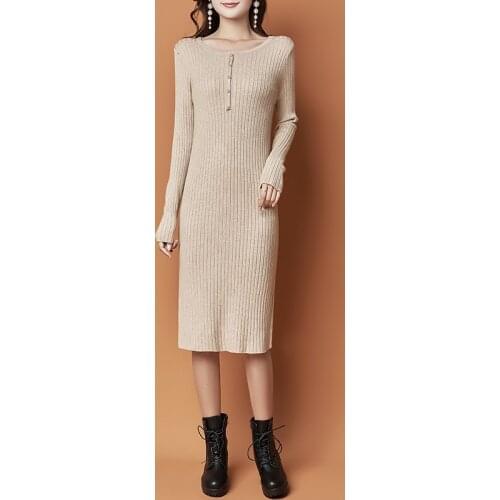 Women Long Sweater Dress Slim Knit Womens Maxi Dresses Autumn Winter Fashion Female Party Dress