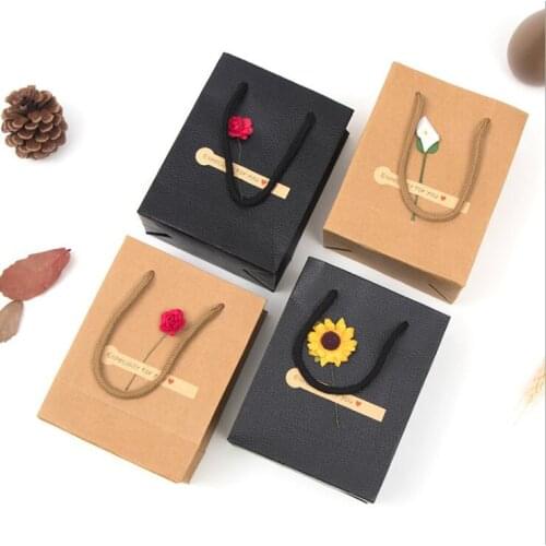 100 pieces/Lot Brown Sun Flower Kraft Paper Favour Gift Box Vintage Design Bulk Cotton Filled Jewelry Boxes Case