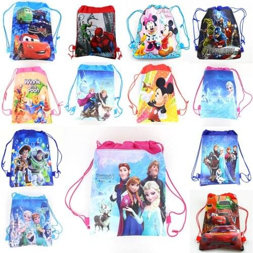 12pcs Mickey Avengers School Bags Backpack Drawstring Boy Bag Shopping Bag Birthday Party loot bag for party candy gift bag