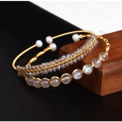 2021 New Handmade Natural Moonstone Crystal Bracelet for Women 14KGF Bracelets Bracelete Feminino Fine Jewelry Gift