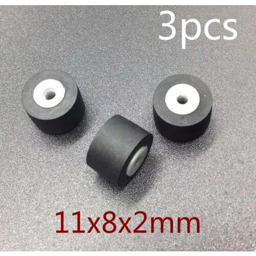 3pcs 11mmx8x2 retractor press wheel belt pulley rubber audio pressure recorder cassette deck pinch roller tape Stereo player