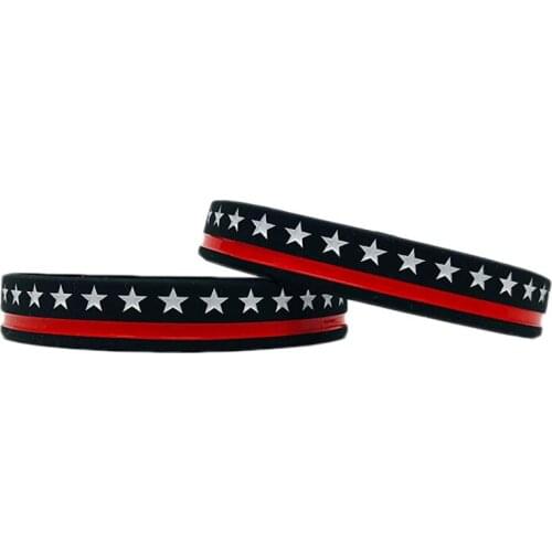300pcs Motivational THIN RED LINE Silicone Bracelets Rubber Wristbands Free Shipping by DHL