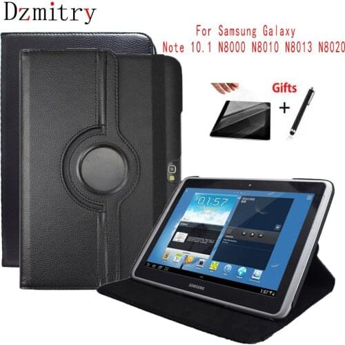 360 Degree Rotating Stand for Samsung Galaxy Note 10.1"inch GT-N8000 N8010 N8013 N8020 Tablet Protective Cover+film+Stylus pen
