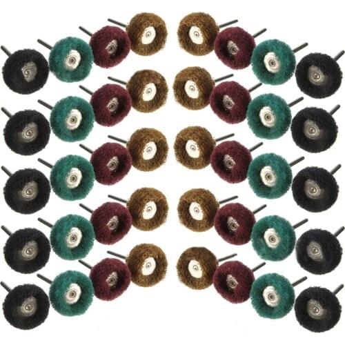 40pcs Mini Drill Abrasive Scouring Pad Sanding Head Polishing Wheel 3mm Shank 1.96in Abrasive Wheel Rotary Cleaning Head Tools
