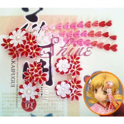 Anime Magical Girl Tomoe Mami Dance Version Hair Accessories Cosplay Prop Japanese Style Kimono Headwear H