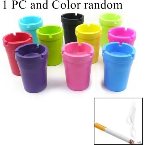 Car Mini Portable Ashtray Cigarette Cup Car Butt Bucket Smoke Ash Holder Candy Color Random