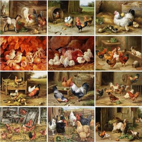 AZQSD Diamond Embroidery Chicken Full Square/round Drill 5D Diy Diamond Embroidery Animals Mosaic Rhinestones Pictures Gifts