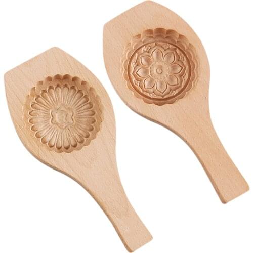 Wooden Tradition Moon Cake Molds DIY Desserts Tools Cake Biscuit Baking Mold Three Dimensional Flower Pattern Wooden Mold