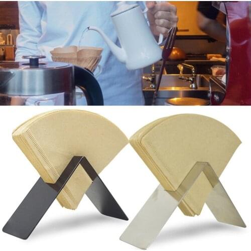 Coffee Filter Holder Stainless Steel Coffee Paper Storage Rack V Shaped Hand Drip Coffee Filter Paper Container Stand
