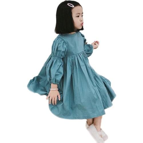 Childrens Wear 2020 Autumn New Girls Clothes Pleated Long Sleeve Cotton Clothes Childrens Dress Fashion Princess Dress