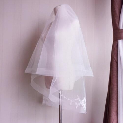 Wedding Veil Lace Cathedral Accessories Mariage Cotton Cheaps Simple Vail Bride Bridal veil