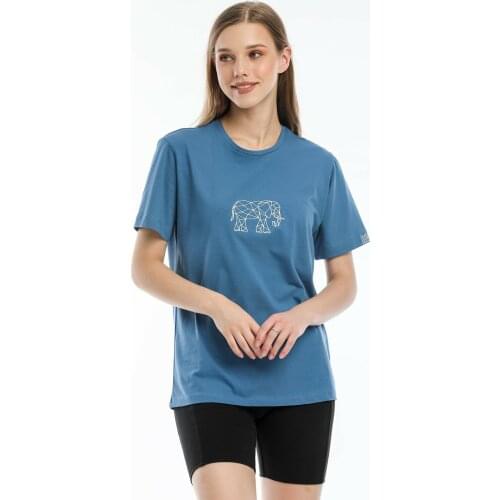 Argentum Look Women 'S Blue Elephant Embroidered 100 Cotton Oversize T-shirt AL-TS0001