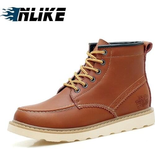 INLIKE Men Motorcycle Boots Genuine Leather Cool Rivet Combat Army Men Boots Men Leather Shoes