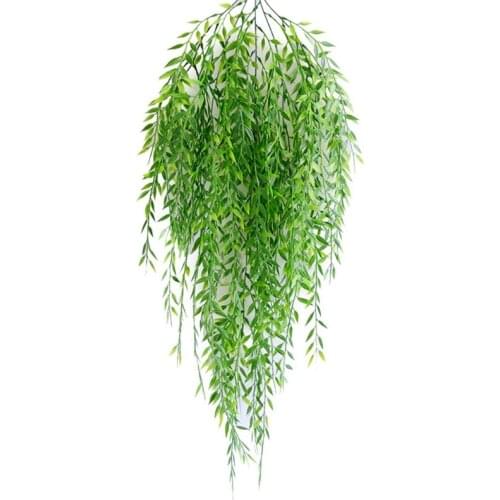 Artificial Weeping Willow Plastic Plants Greenery Leaves Fake Hanging Vine Decor